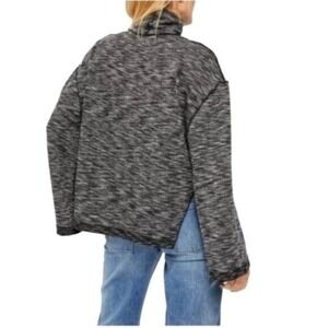 Free People We The Free Marled Knit‎ Turtleneck Sweater Oversized Gray, Medium